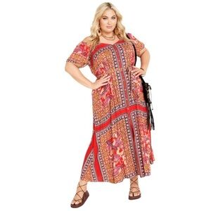 Avenue Zoey Cold Shoulder Maxi Dress NW size 20 in the color Rose Scarf